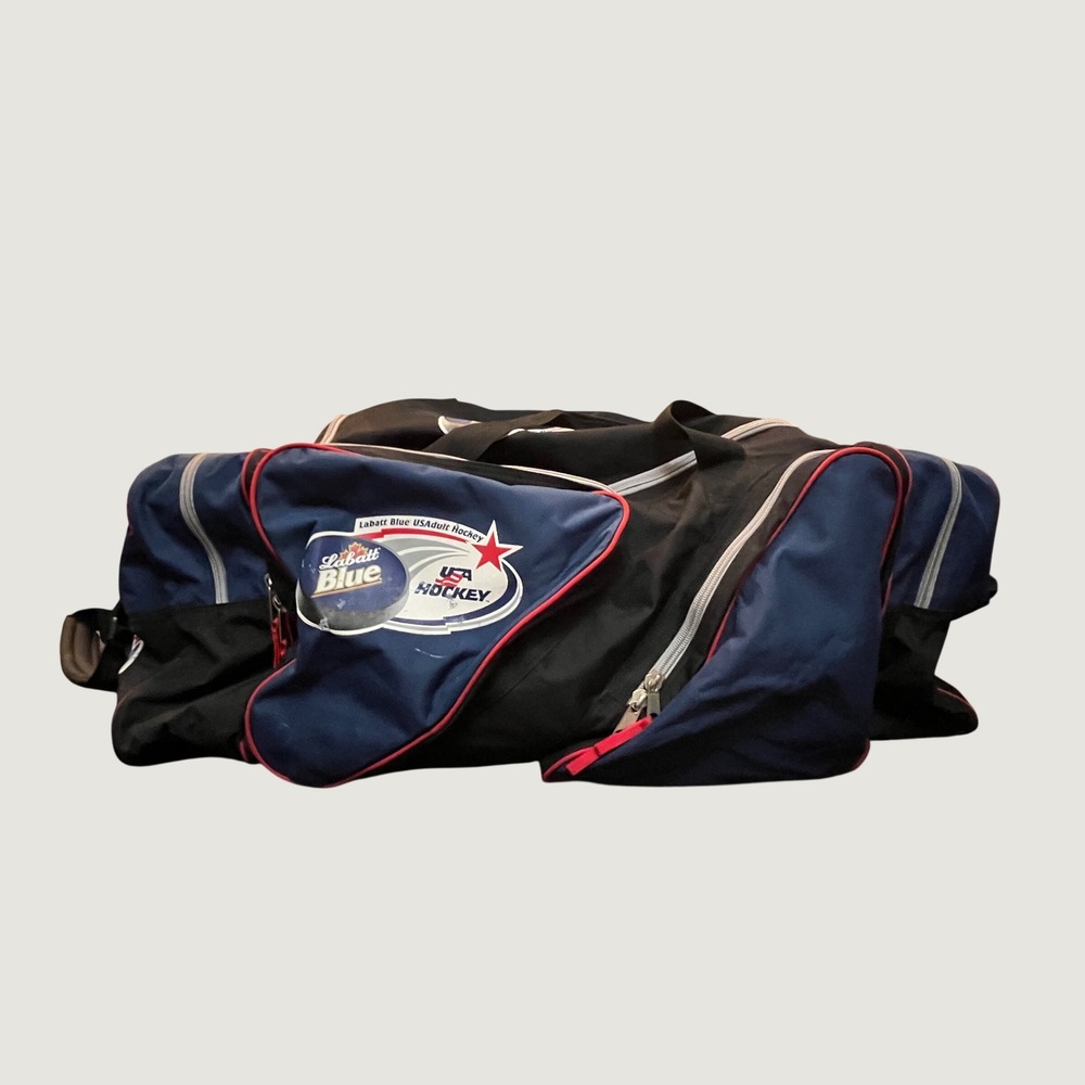 USA Hockey Labatt Blue Adult Hockey Duffel Bag Navy Black Red Large Gear Bag